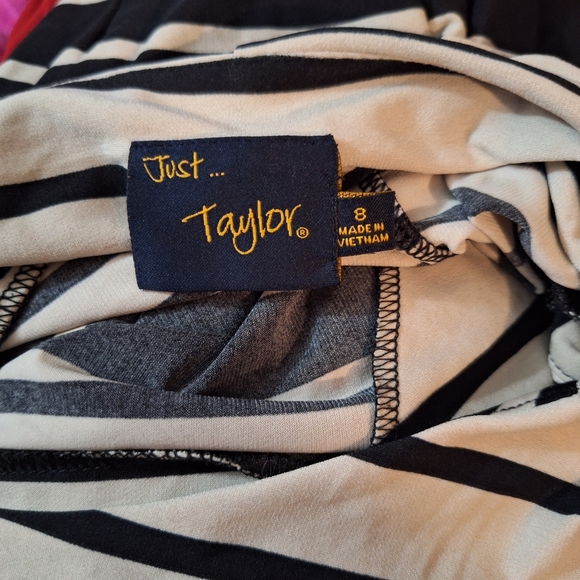 Just...Taylor Black and White Striped Midi Dress - Picture 6 of 6